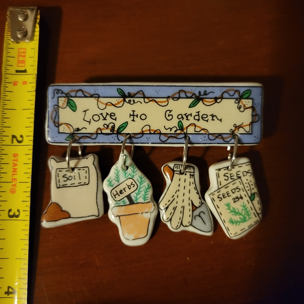 Garden-Themed Brooch Or Pin with Blue Accents And Charms Love To Garden